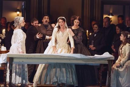 Lisette Oropesa, Charles Castronovo, Rachel Lloyd and Sarah Northgraves in Lucia di Lammermoor at th