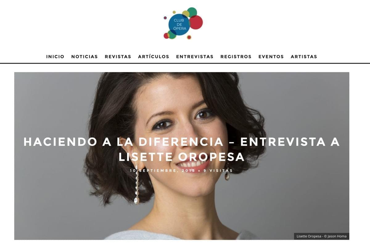 Lisette Oropesa interviewed in Club de Opera