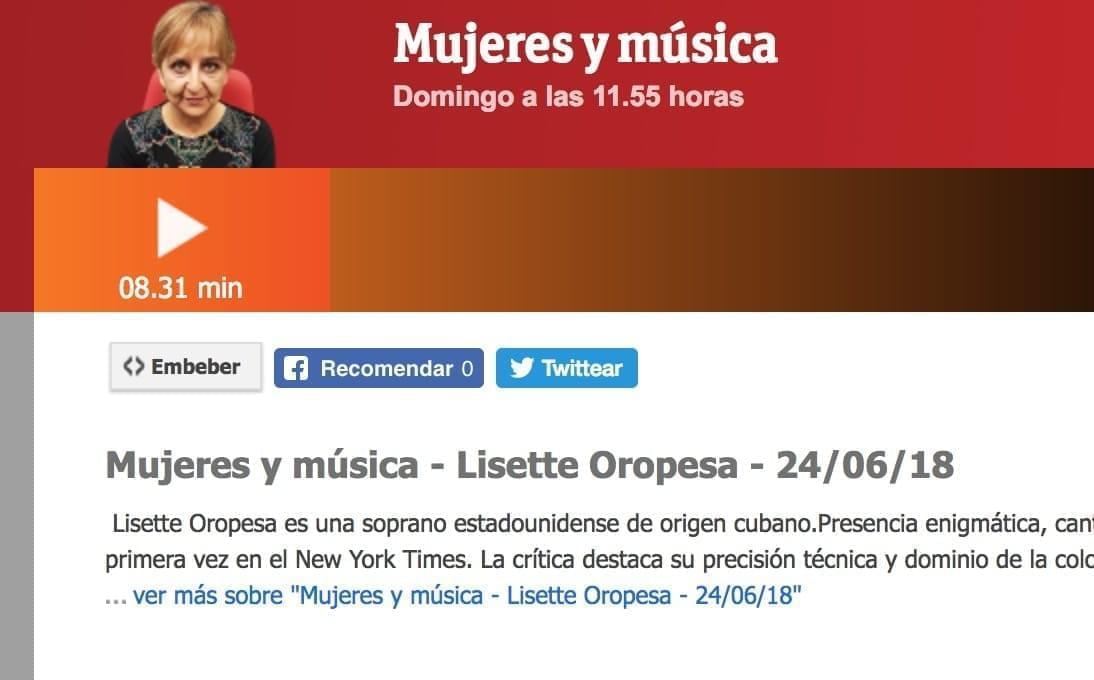 Lisette Oropesa, Profile in Mujeres y música