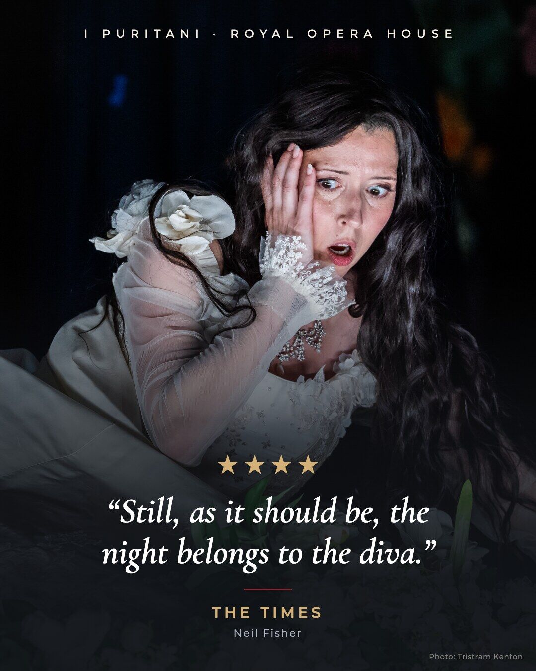 The Times four-star review quote card: 'Still, as it should be, the night belongs to the diva.'
